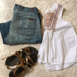 Embroidered White Top - S